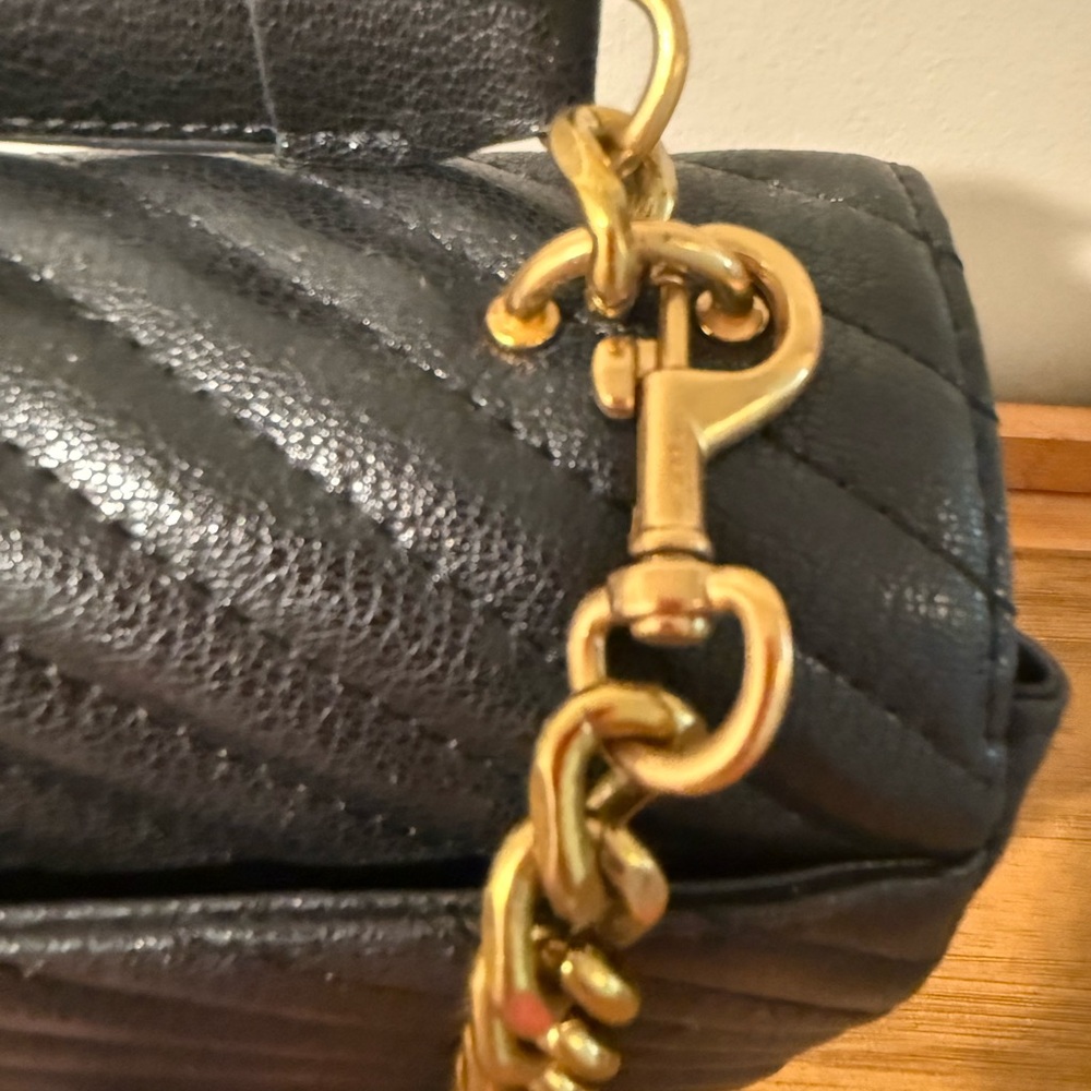 Saint Laurent Black Quilted Chevron Top-Handle Bag with Gold Hardware - Picture 3 of 15
